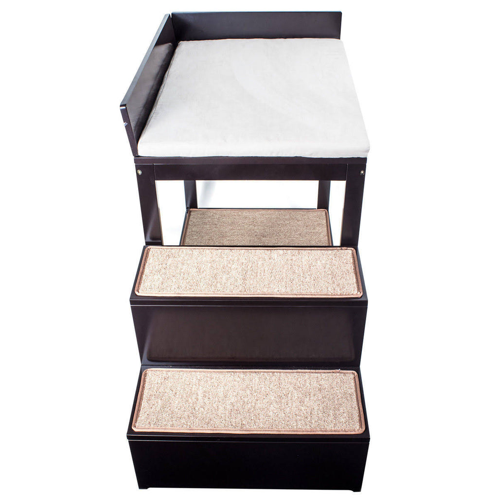Brown Multi-Level Bed and Step System for Dogs Cats J8524