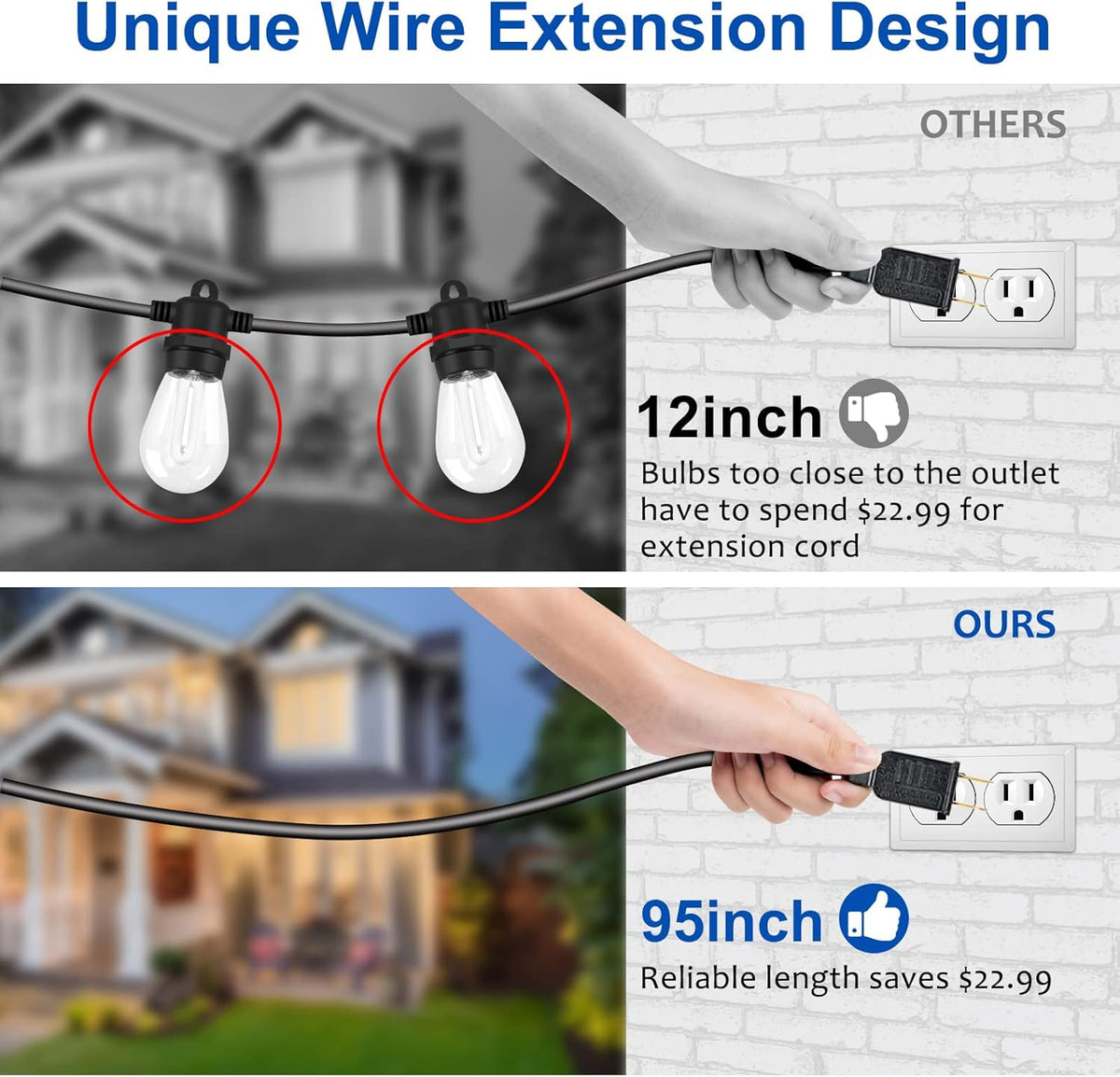LED Outdoor String Lights with Dimmer Remote Q36536