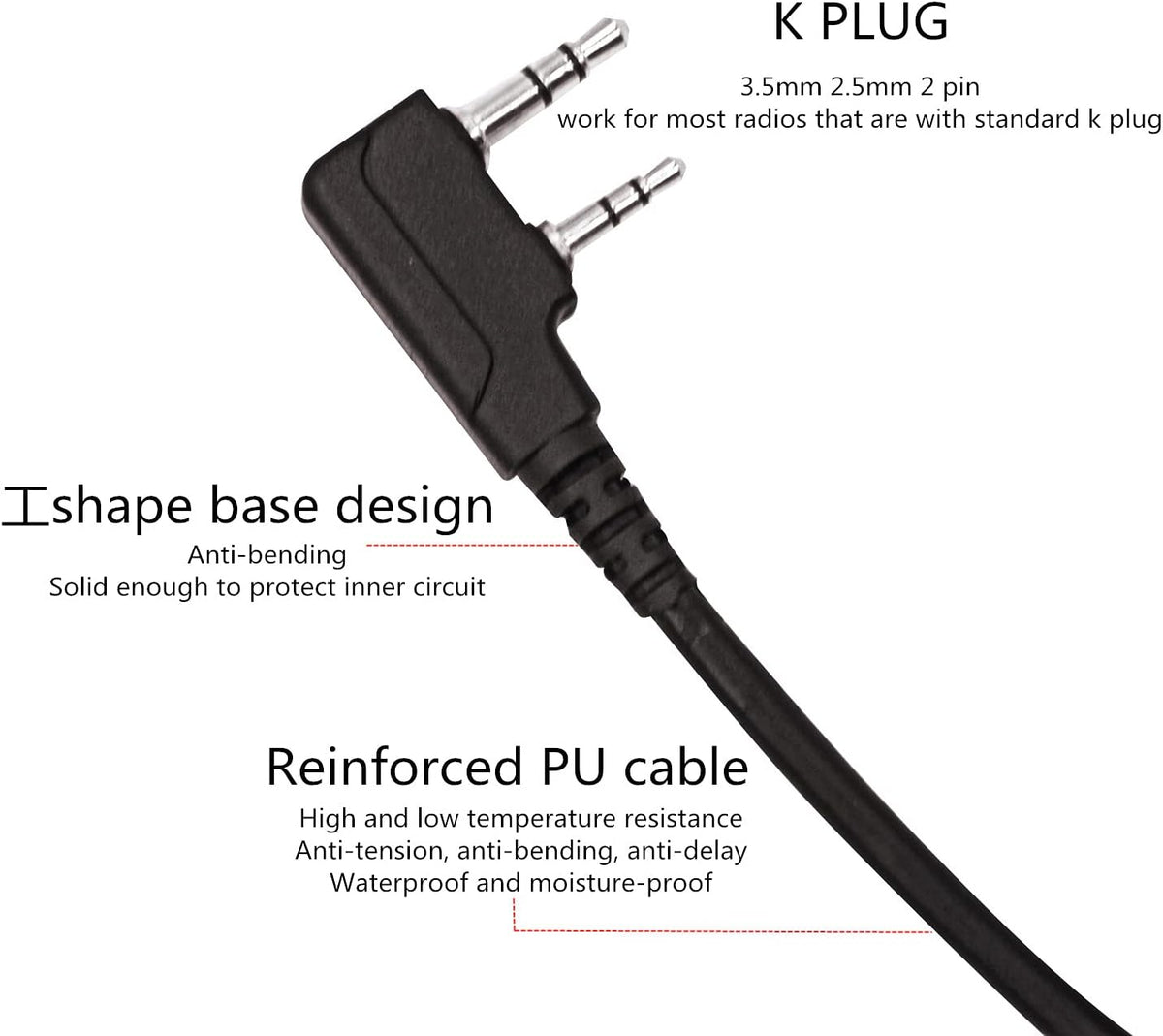 2 Pin PTT Tactical Push to Talk Adapter Connector M141597