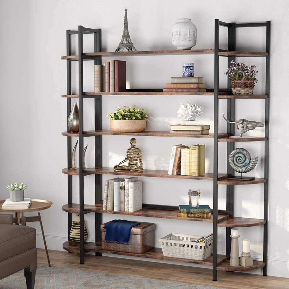 6-Shelf Bookcase with Metal Frame S11112