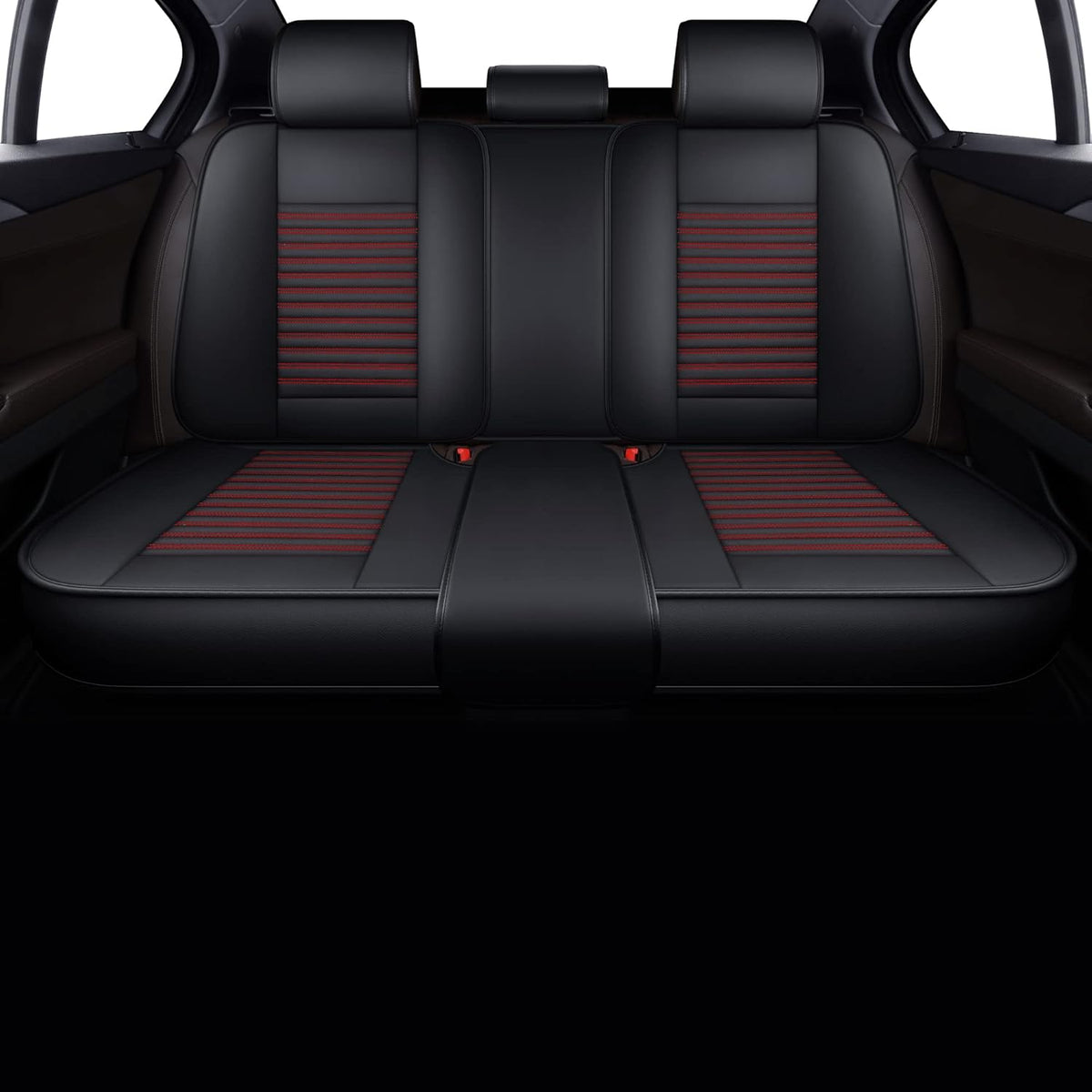 Black Faux Leather Automotive Seat Covers A873037