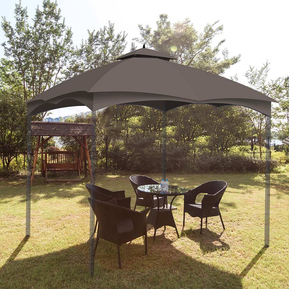 2-Tier 12x10 Gazebo Canopy Top Replacement Brown Y469813
