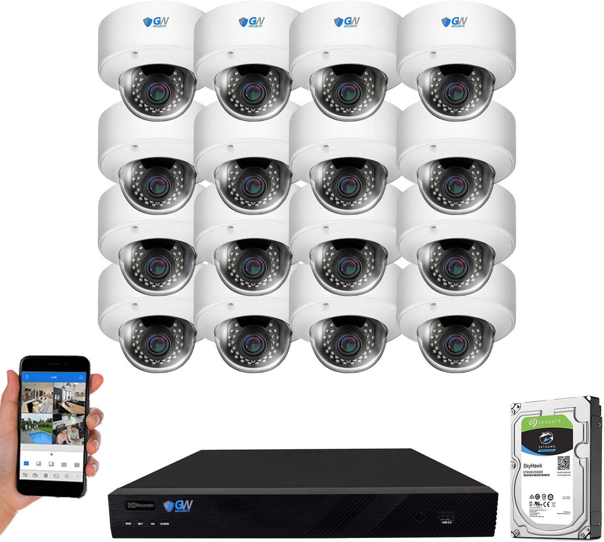 16 Channel 4K NVR 5MP Security Camera System with 4TB Hard Drive G655