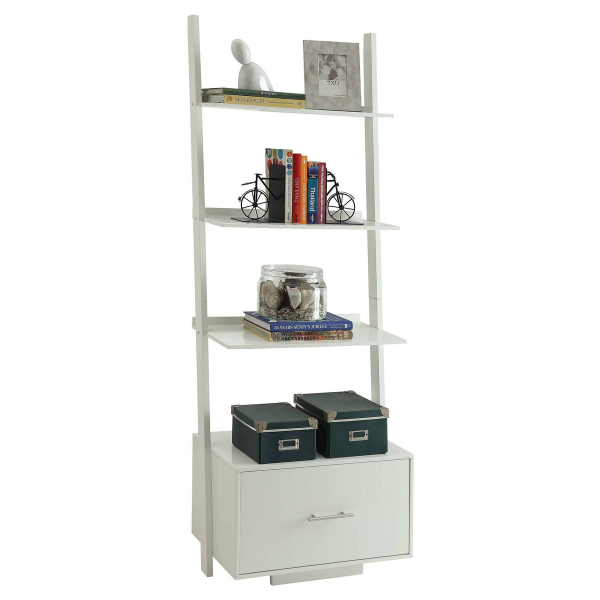 Ladder Bookcase with File Drawer B60196