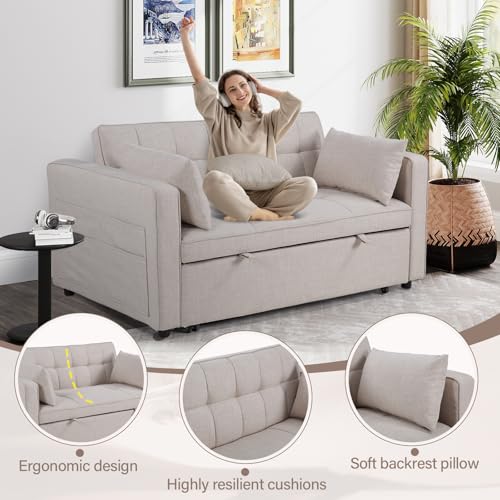 Grey 3-in-1 Convertible Sleeper Sofa Bed M66999
