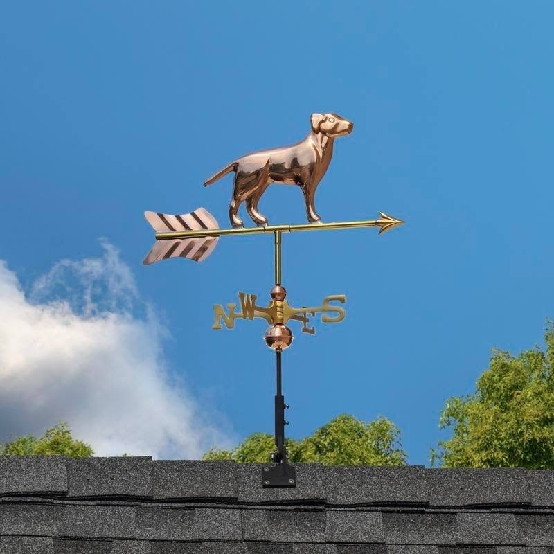 Polished Copper Labrador Retriever Weathervane Roof Mount S74024