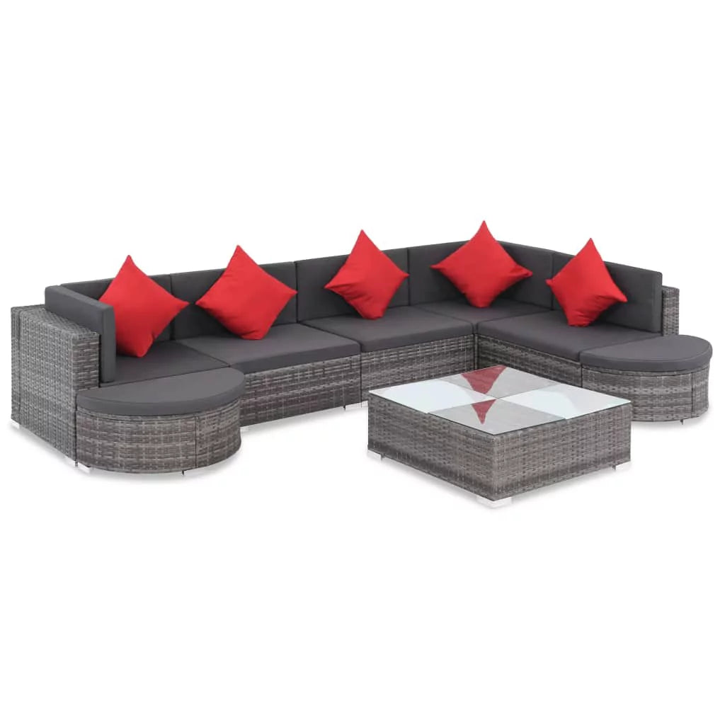 8 Piece Cushioned Poly Rattan Outdoor Conversation Set L7657