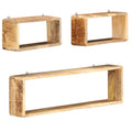 Solid Mango Wood 3 Piece Wall Cube Shelf Set B501