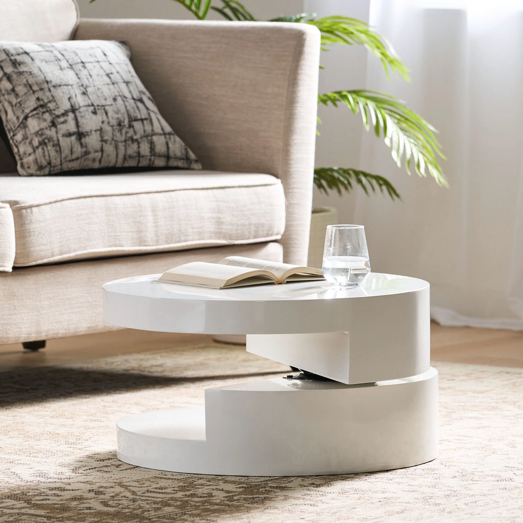Glossy White Rotating Coffee Table A907