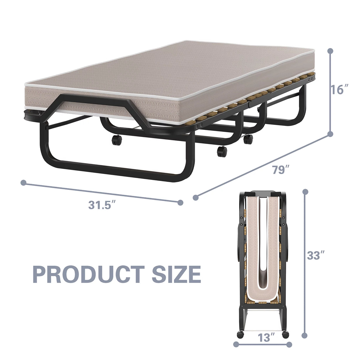 Folding Bed with Memory Foam and Metal Frame E3248