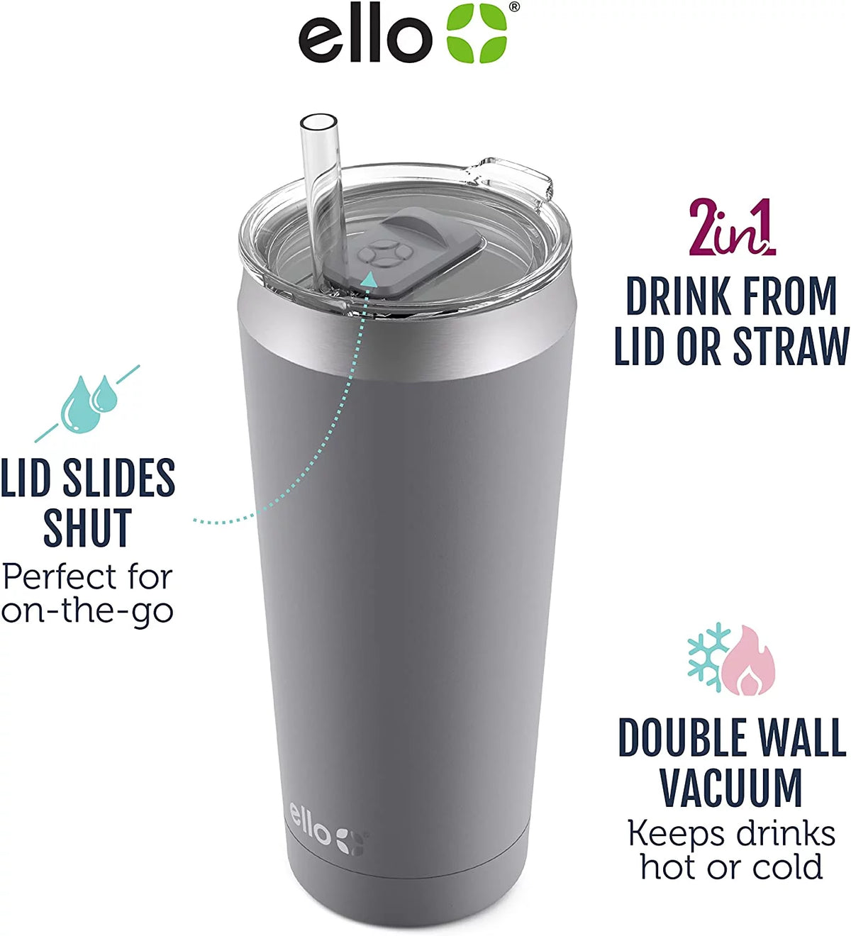 Vacuum Insulated Stainless Steel Tumbler with Lid and Straw K7805