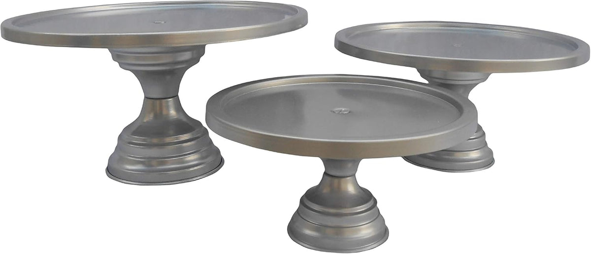 Cake Stand Pedestal Round Metal Set/3 (9-Inch, 11-Inch, 13-Inch, Silver) T421