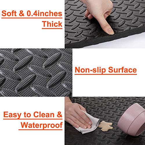 20 Pcs Black Interlocking EVA Foam Exercise Mats O1840