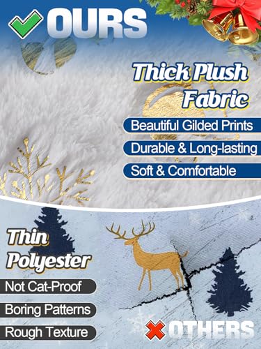 White & Golden Cat Tunnel Christmas Tree Skirt B60843