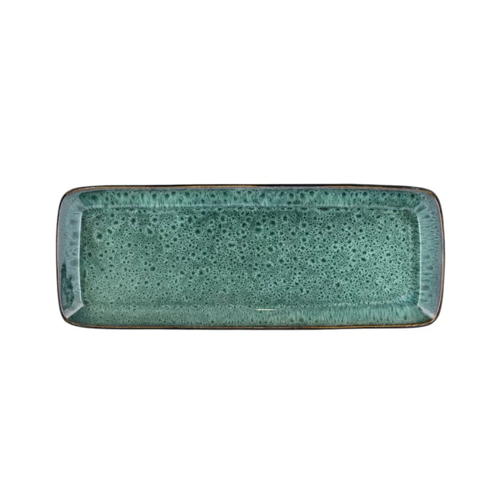Stoneware Dish 14x38 cm Black, Green A338603