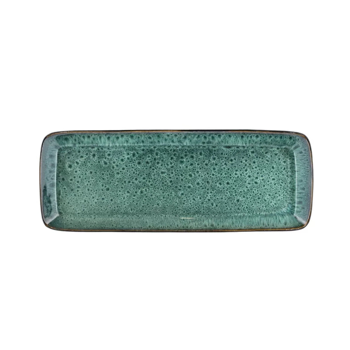 Stoneware Dish 14x38 cm Black, Green A338603