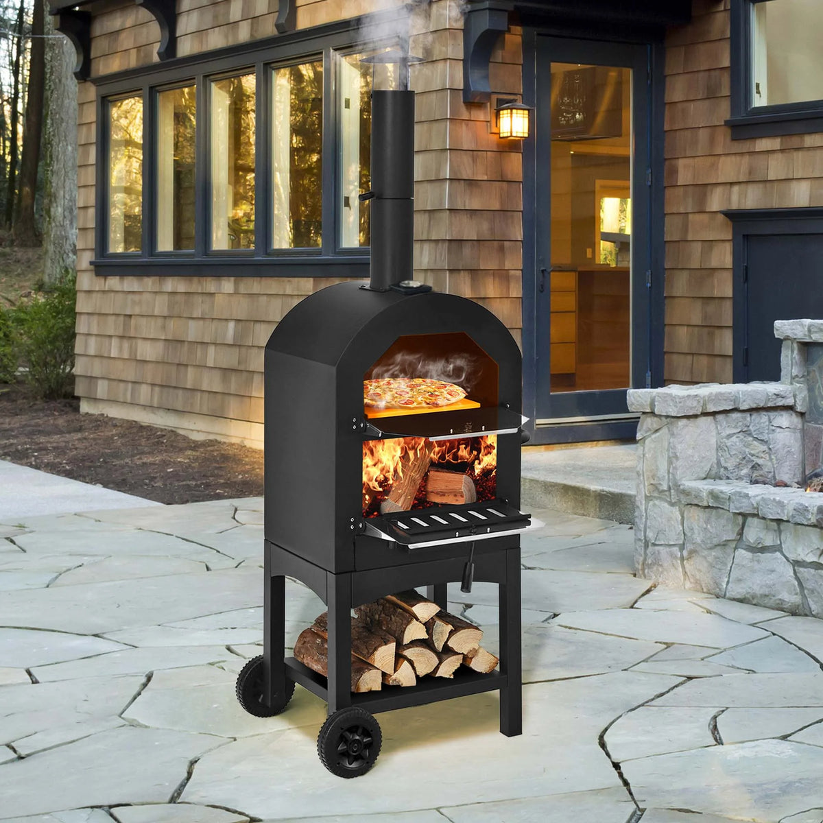 Outdoor Wood Fire Pizza Oven with Pizza Stone I392024