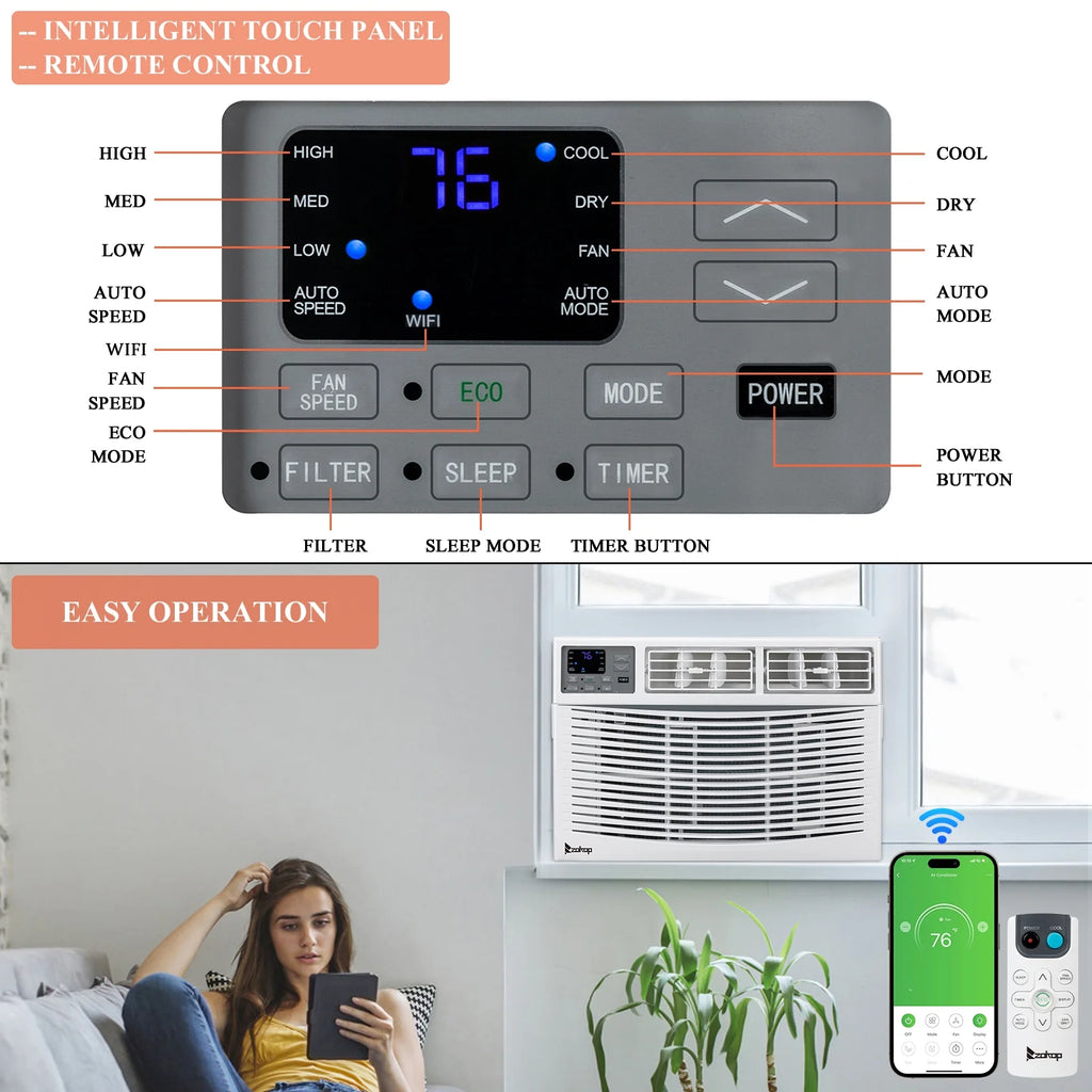 12000BTU 110V Window-Mounted Air Conditioner with Remote Control D969249