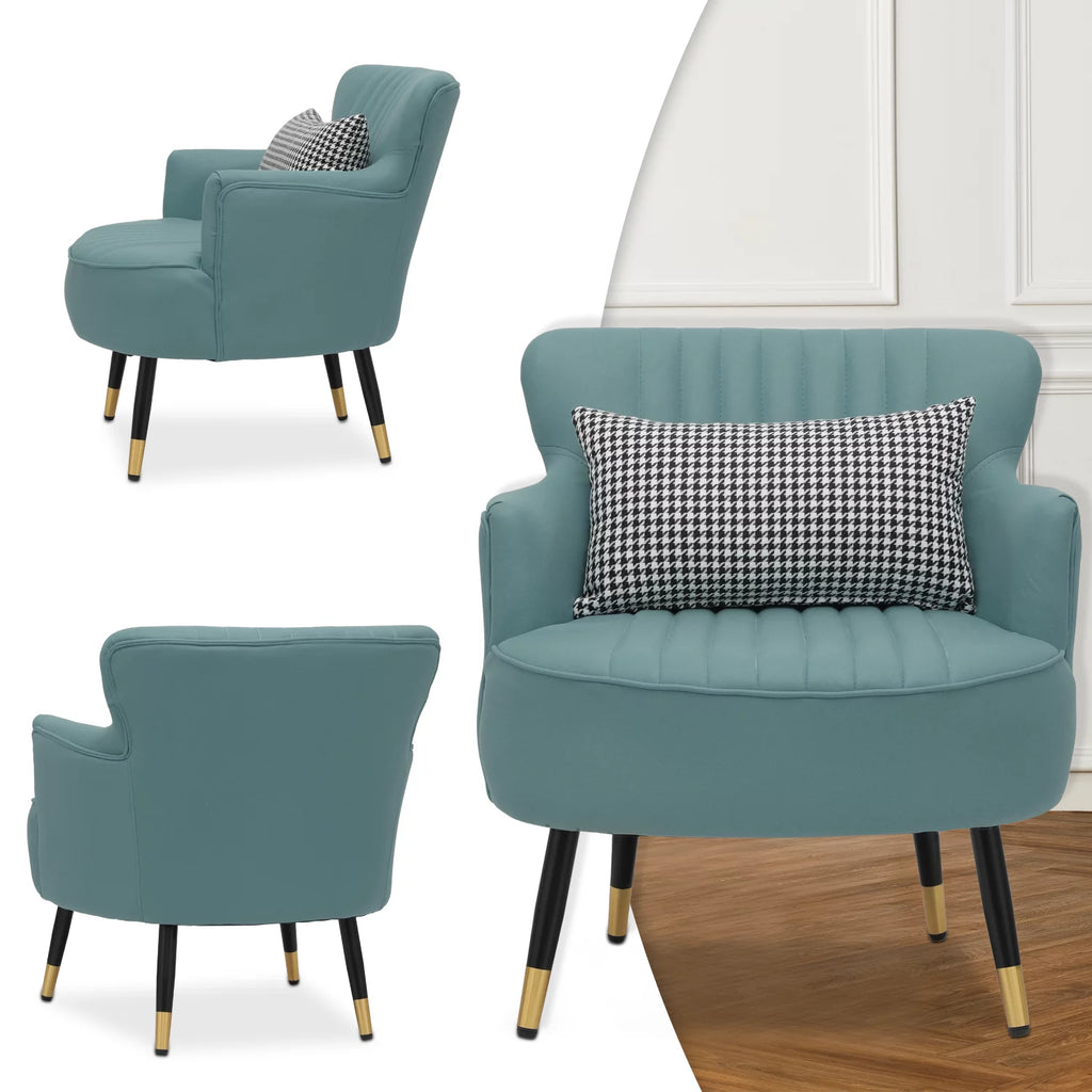 Cadet Blue Upholstered Accent Chair with Pillow I33205