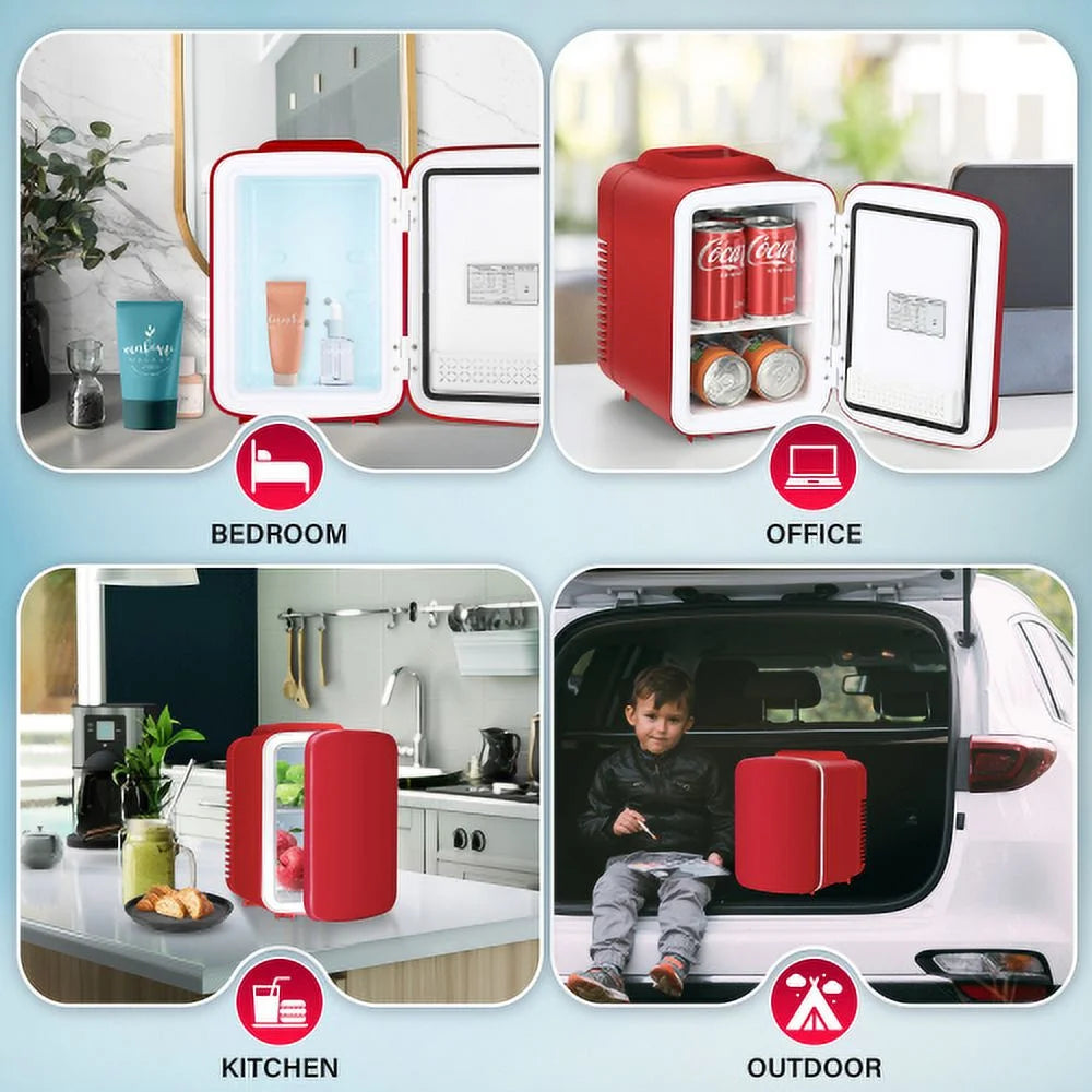 Portable Mini Fridge Cooler and Warmer 4L Red R929711