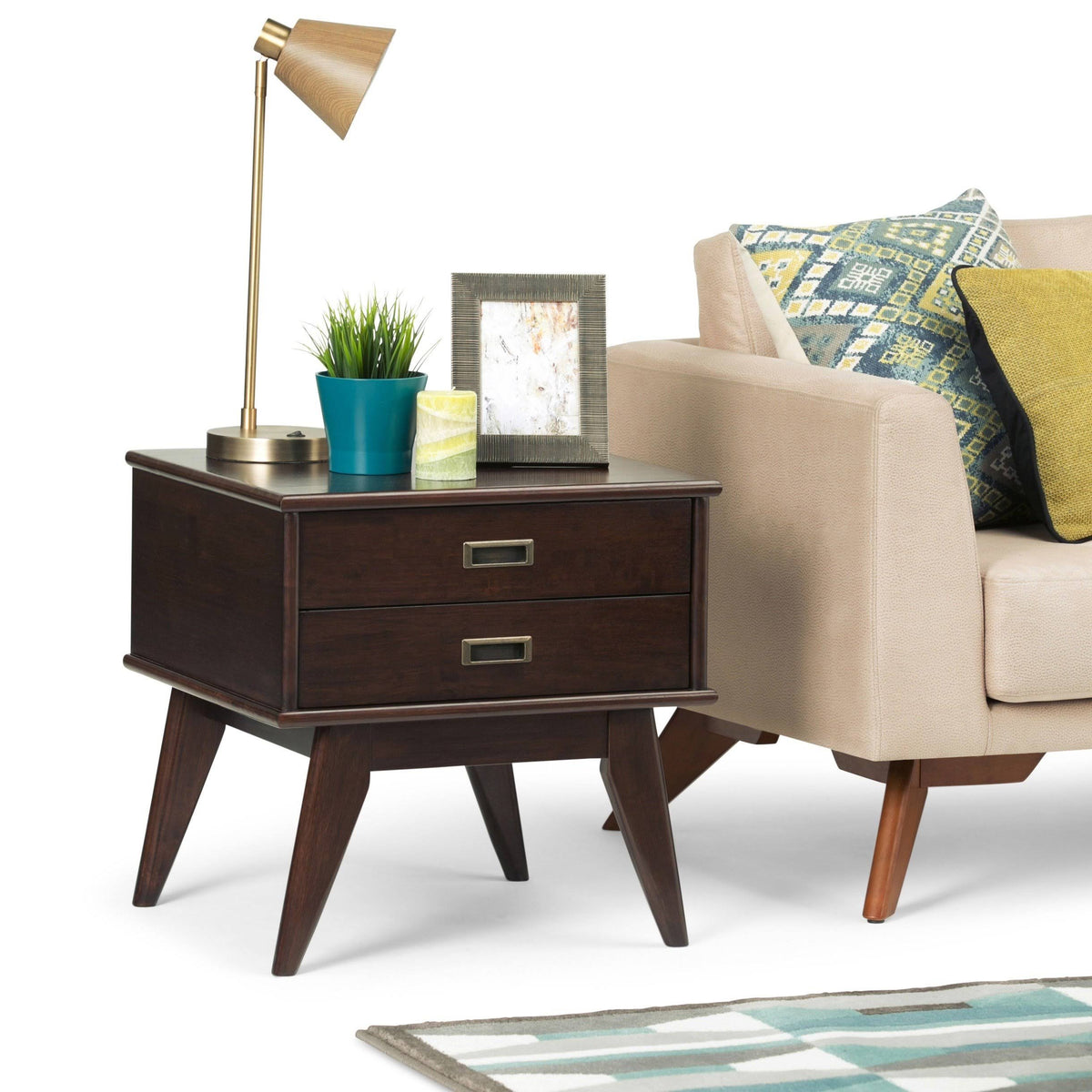 Walnut Brown Mid-Century Side Table Y246912