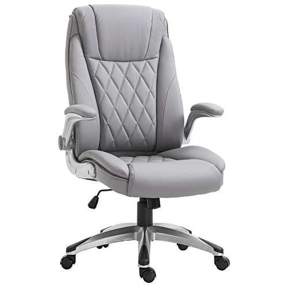 Grey Faux Leather Ergonomic Home Office Chair I78288