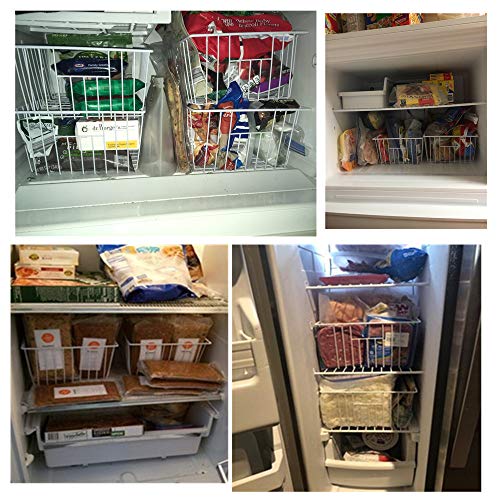 Upright Freezer Organizer Bins, 6Pcs White Wire Storage Baskets with Built-in Handles Y805524