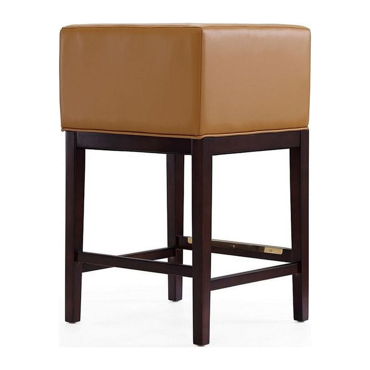 Camel and Dark Walnut Beech Wood Counter Height Bar Stool Q690877