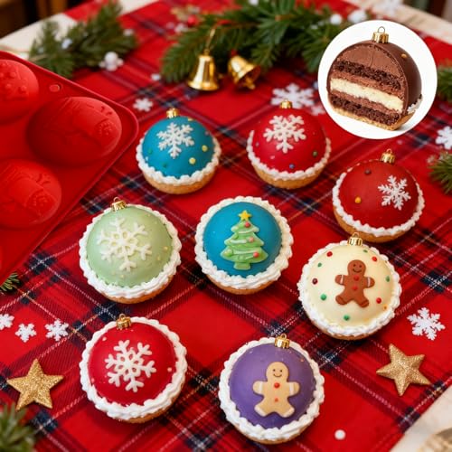 2 Pcs 8-Cavity Christmas Hot Cocoa Bomb Silicone Mold R972357