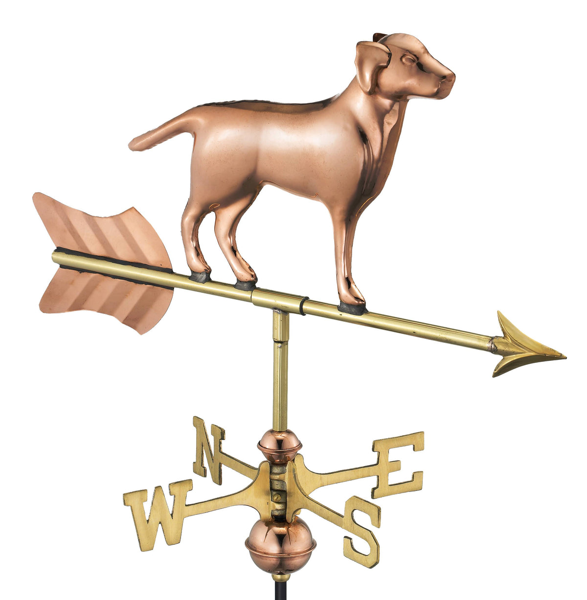 Polished Copper Labrador Retriever Weathervane Roof Mount S74024
