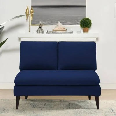 Navy Blue Velvet Armless Settee X676