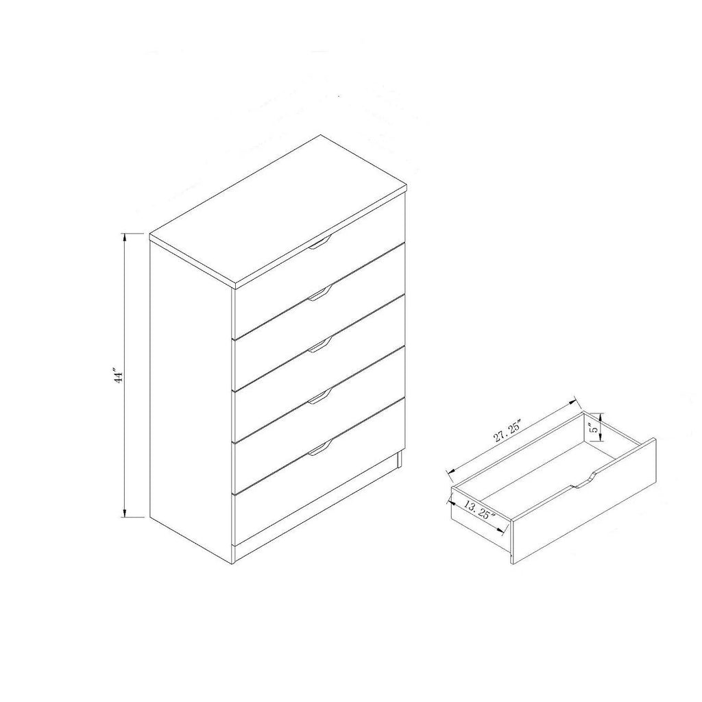 Brown 5 Drawer Wood Dresser N110168