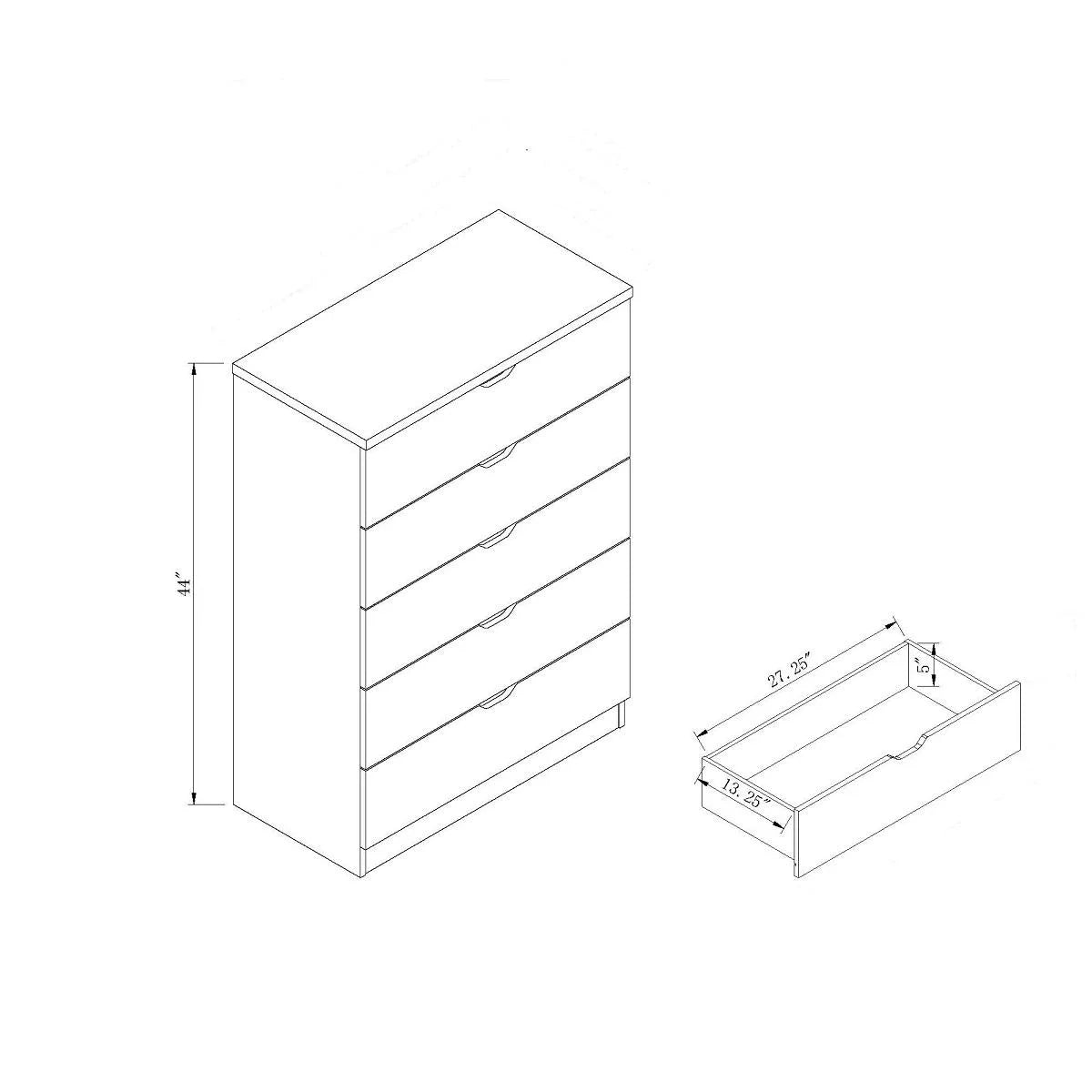 Brown 5 Drawer Wood Dresser N110168