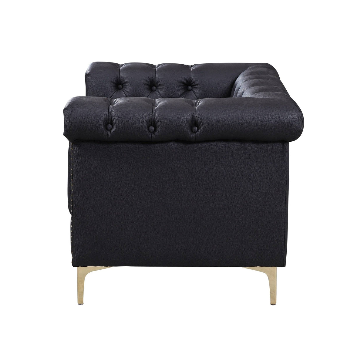 Black PU Leather Button Tufted Club Chair E594963