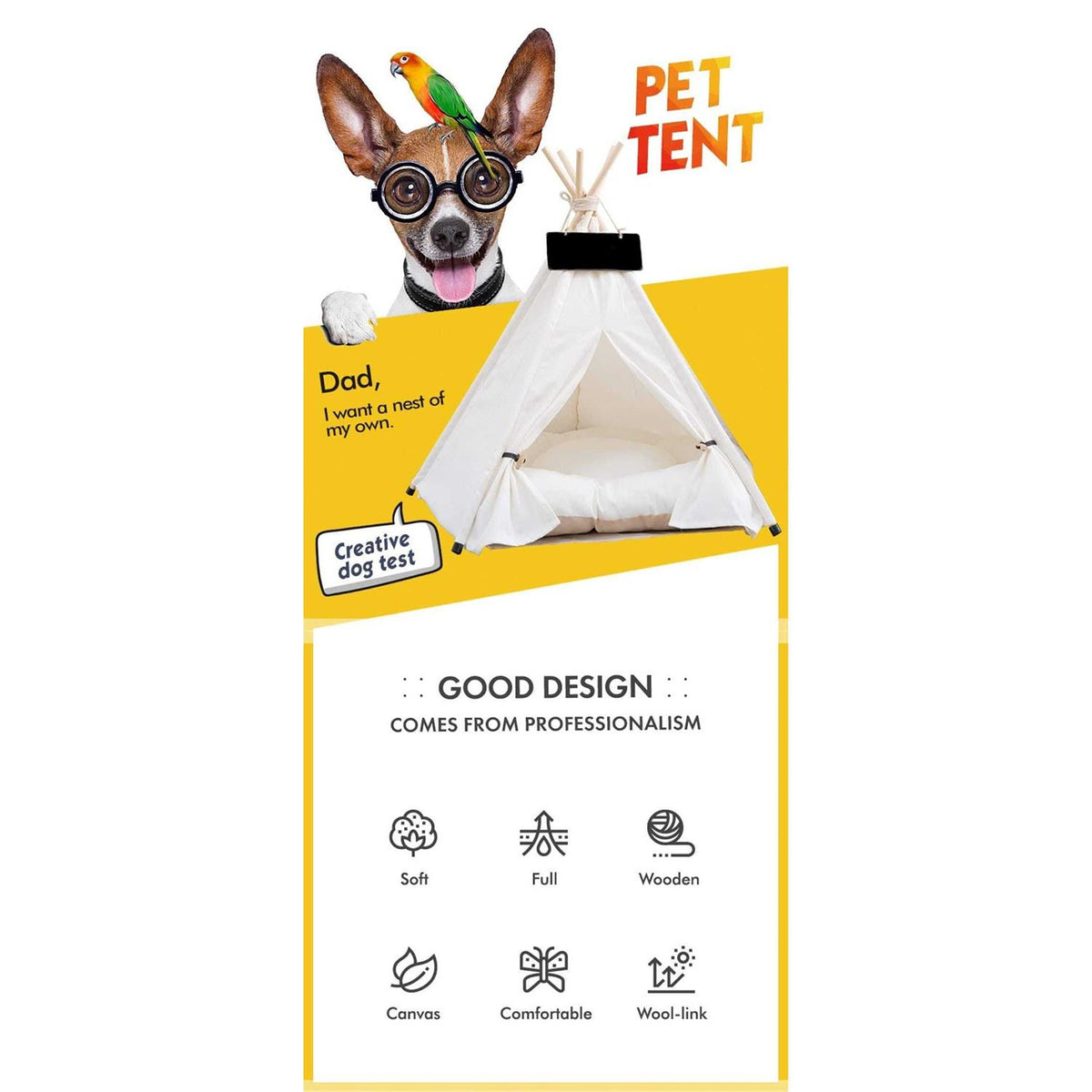 Pet Teepee Dog & Puppy Cat Bed with Thick Cushion E68480