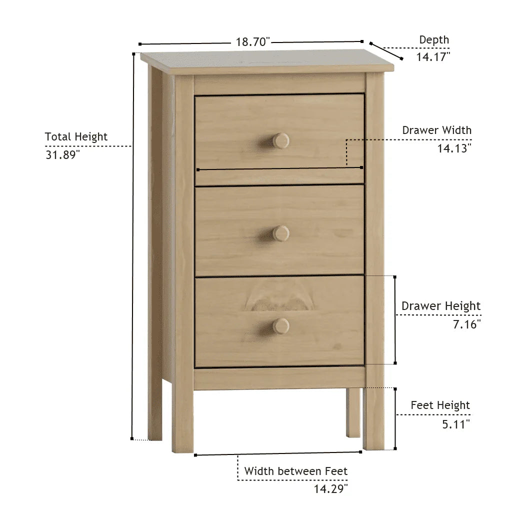 White 3 Drawer Extra Tall Nightstand F67556