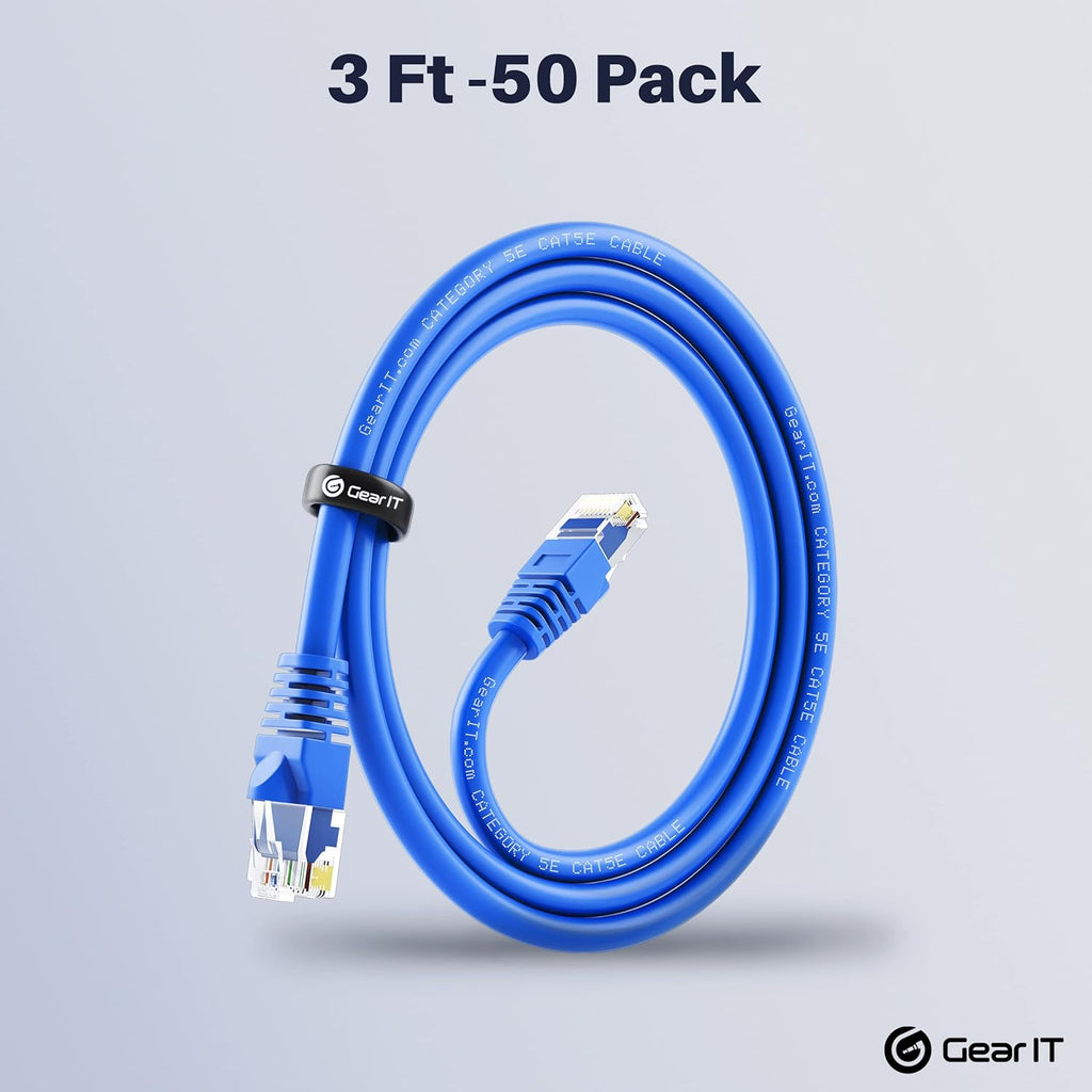 50-Pack Cat5e Ethernet Patch Cable 3 Feet Blue C419