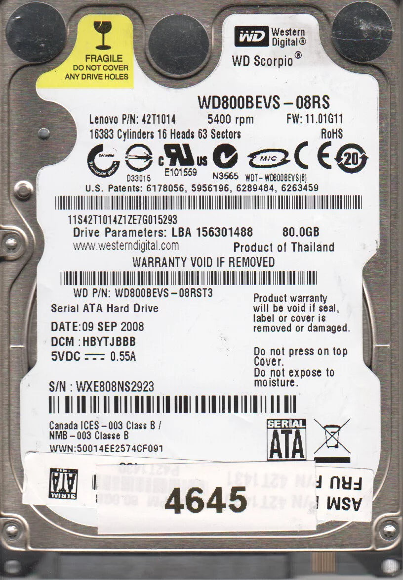 80GB SATA 2.5 Hard Drive T947586