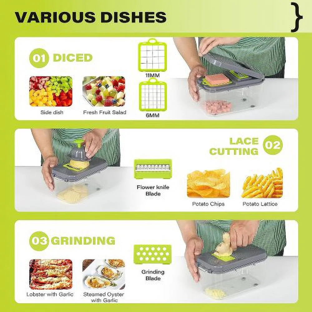 22-in-1 Vegetable Chopper with Container and 13 Blades R9995