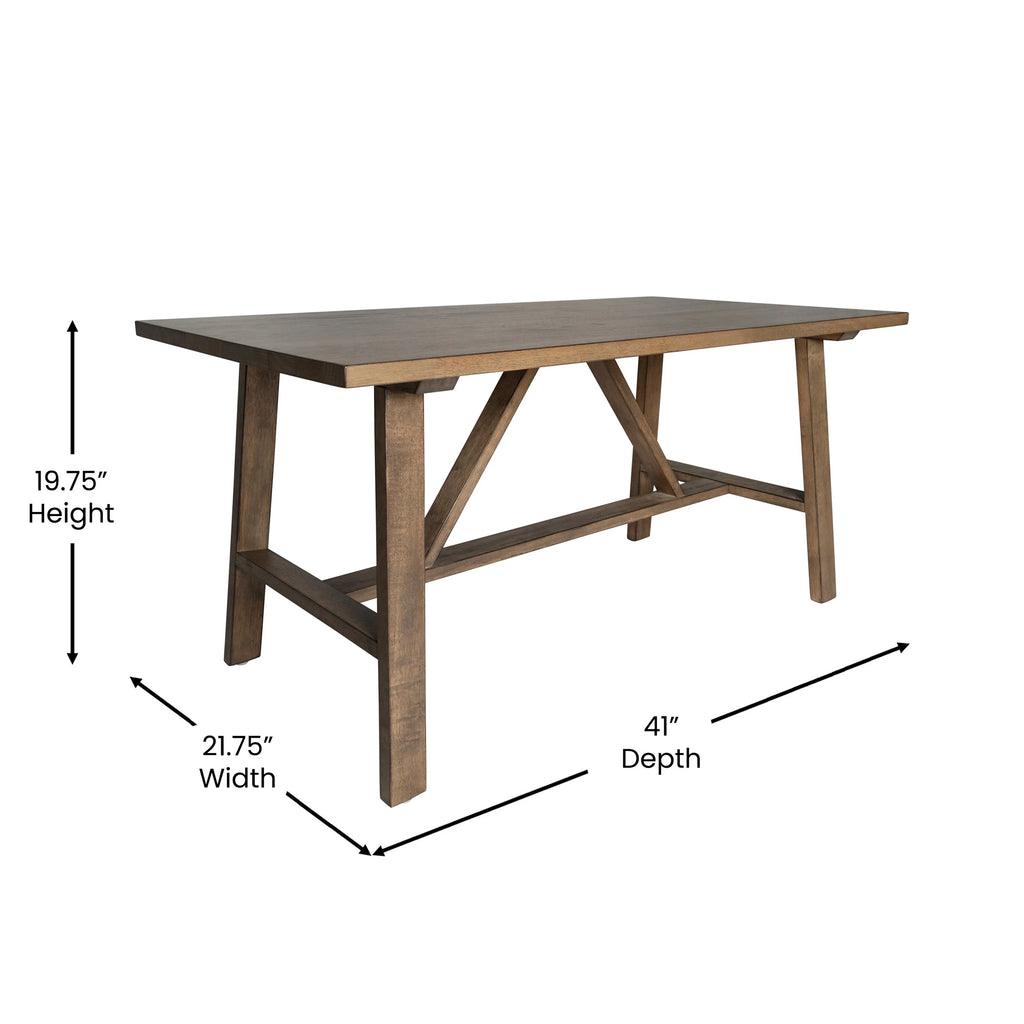 Solid Wood Trestle Coffee Table in Rustic Brown C260451