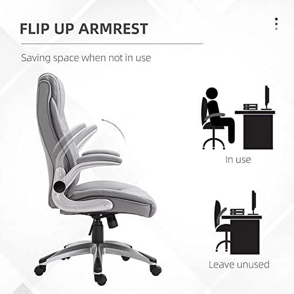 Grey Faux Leather Ergonomic Home Office Chair I78288