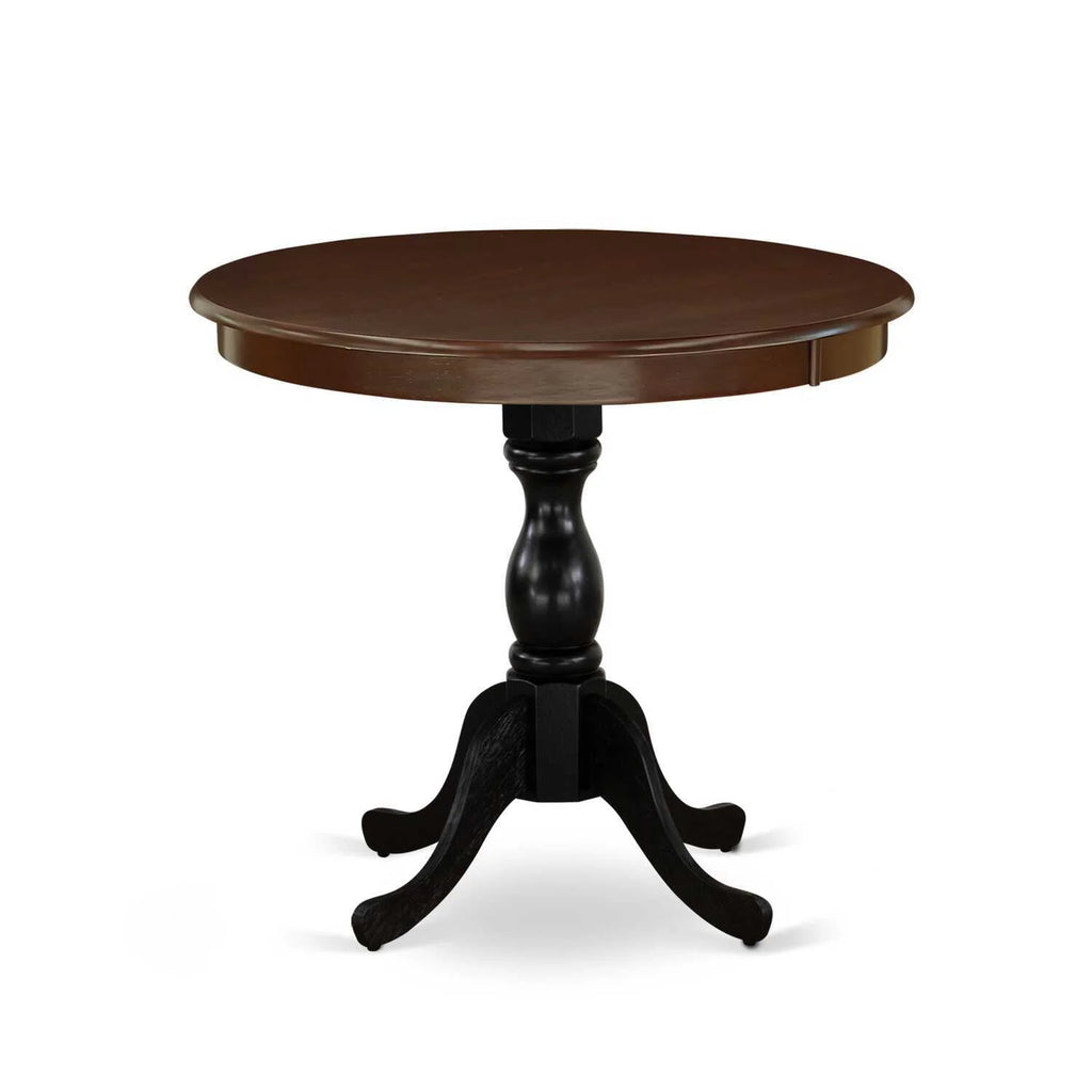 36" Round Dining Table Mahogany Top & Black Pedestal R742600