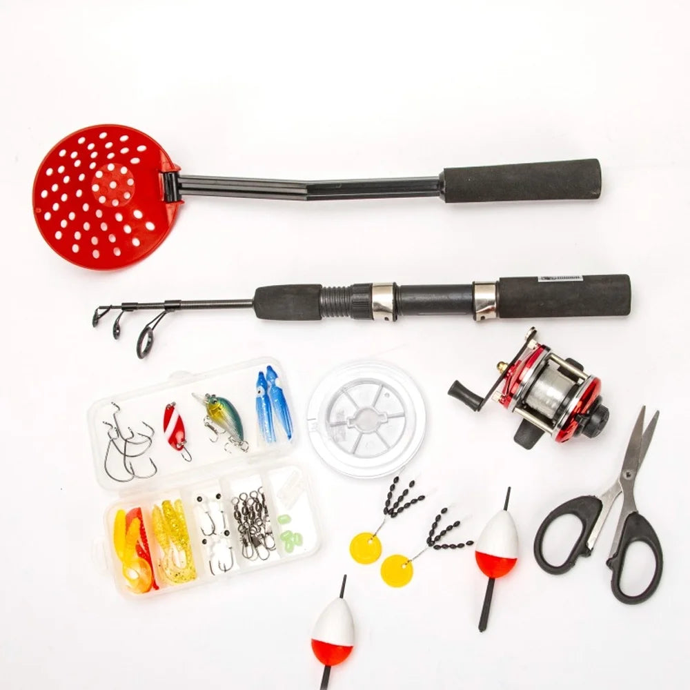 52pcs Ice Fishing Gear Set with Spinning Rod, Reel, Hook, Lures H7631