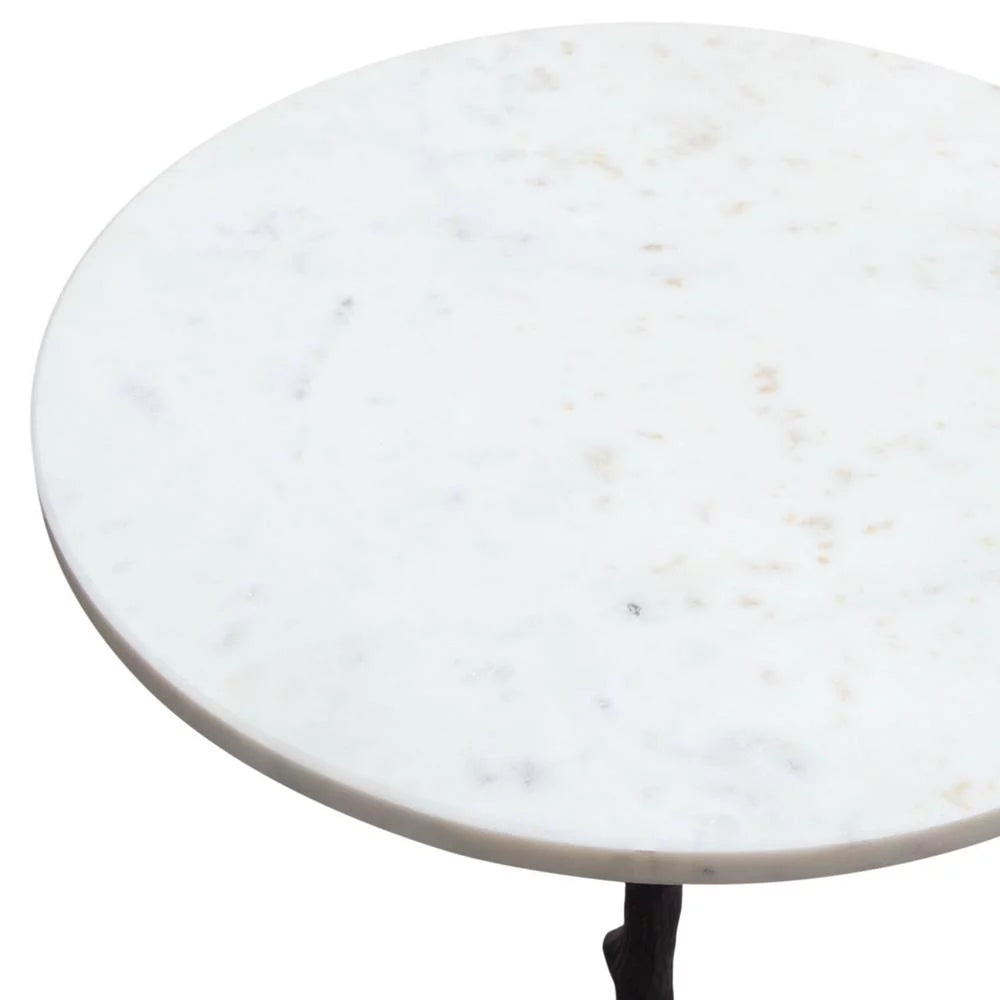 Birch Round Accent Table with Marble Top G832777