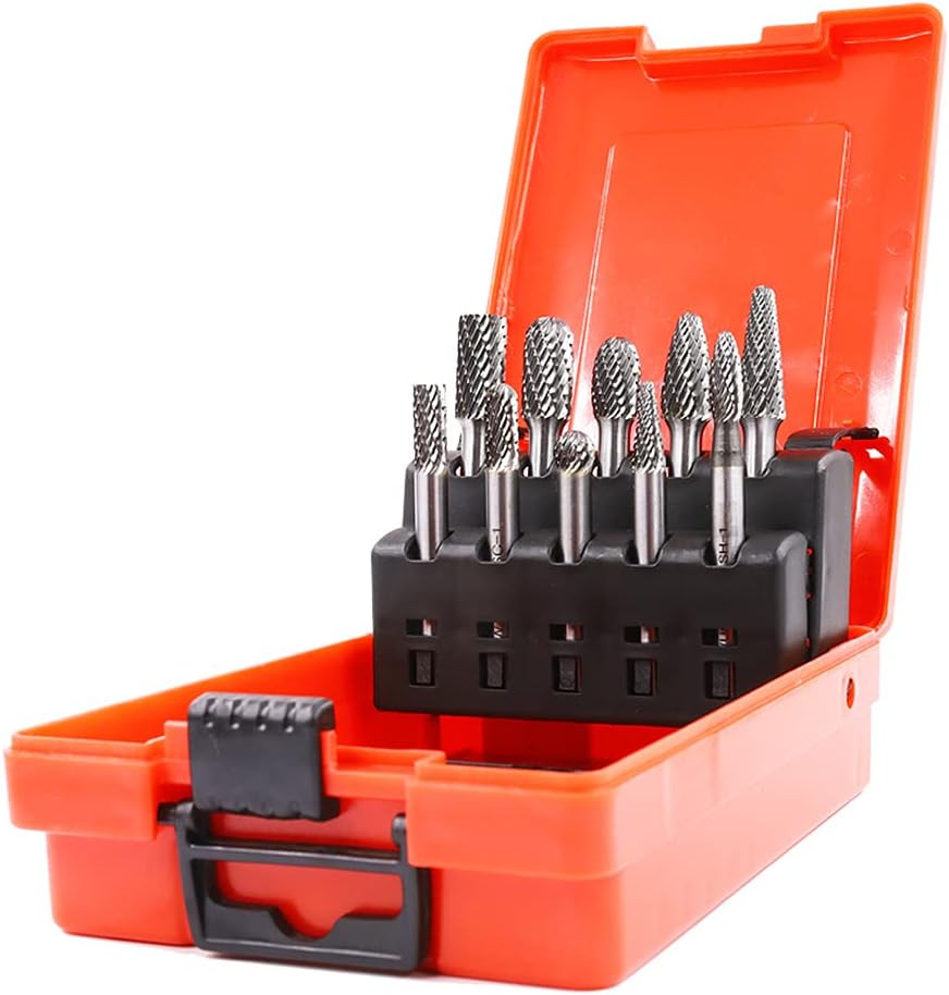 10PCS Double Cut Tungsten Carbide Rotary Burr Set with 1/4 Shank G55179
