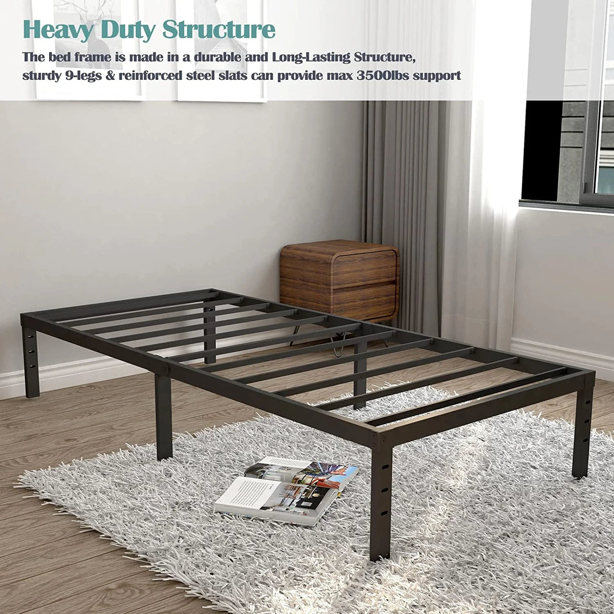 14 inches Twin XL Metal Bed Frame L84599