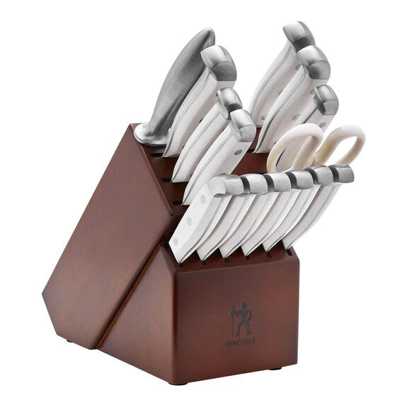 15 Pc White Knife Block Set U282535