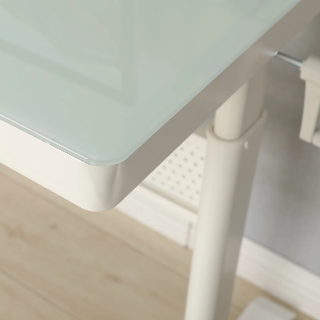 Tempered Glass Adjustable Height Standing Desk with Metal Drawer D13738
