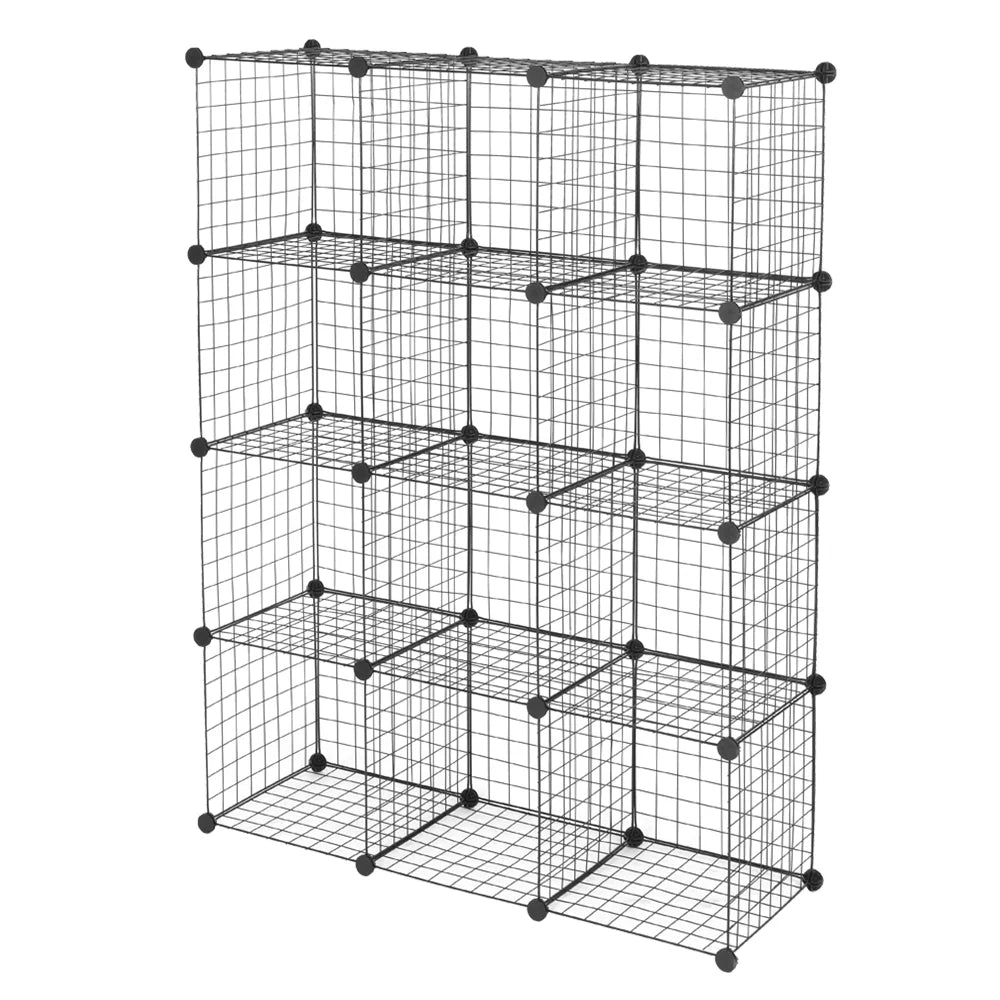 12-Cubes Metal Grid Storage Shelves Organizer C40965