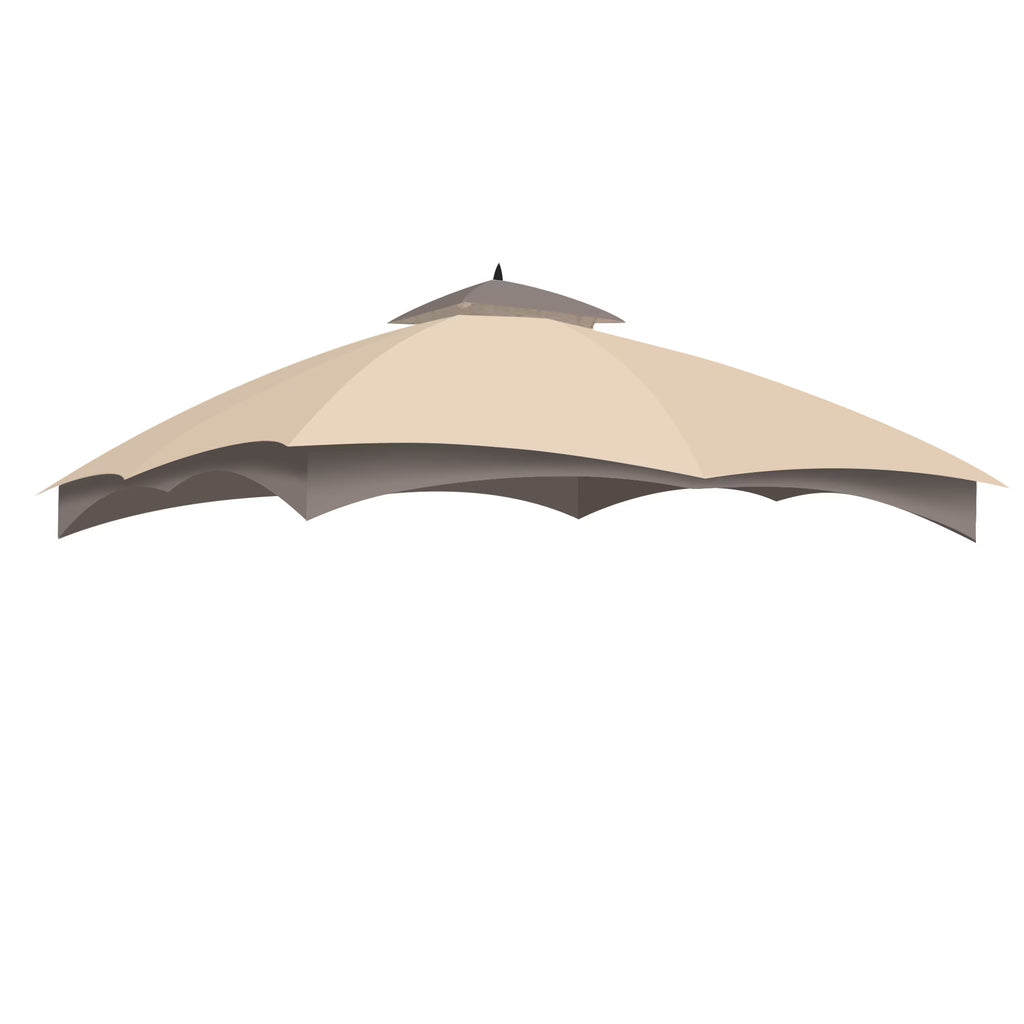 2-Tier Canopy Top Replacement for 10'x12' Gazebo Coffee Beige G6860